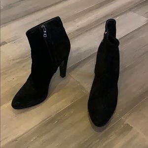 Prada Black Suede Pump Booties, 4” heel